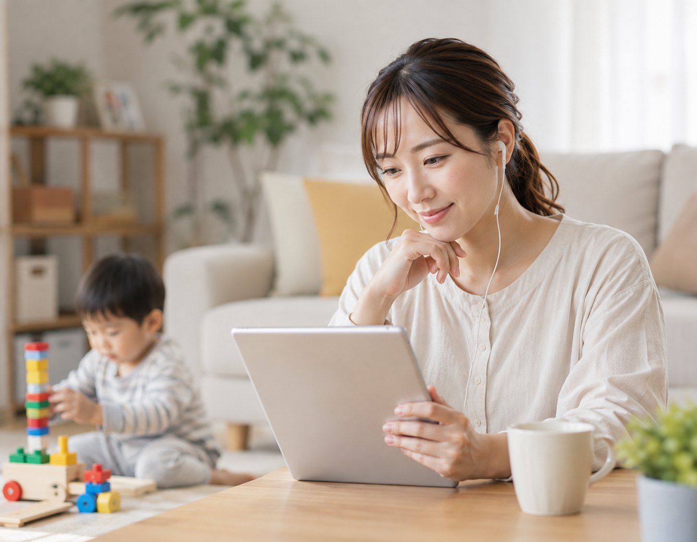 子育てや家事の合間に学ぶ母親