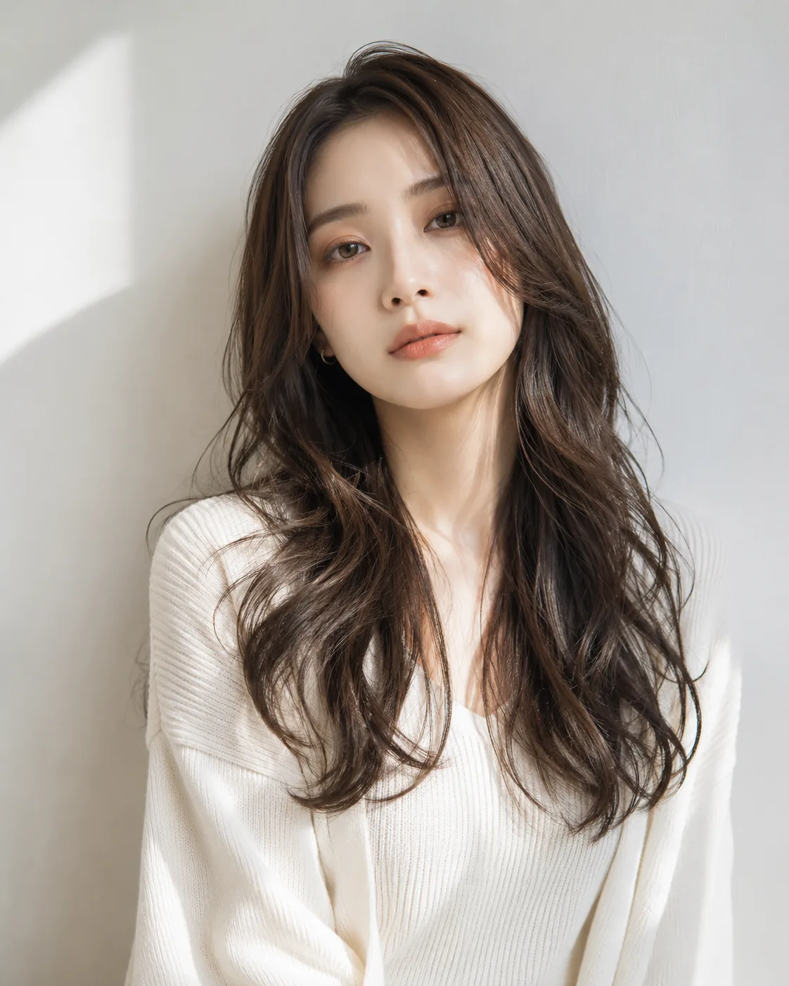ロングヘアスタイルのモデル写真